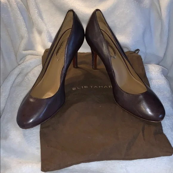 Rare Find!!! Ellie Tahari Eur Sz 40 Choc Bwn Heels - Picture 1 of 11
